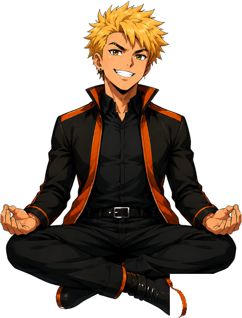 Sloto levitating in a meditation pose