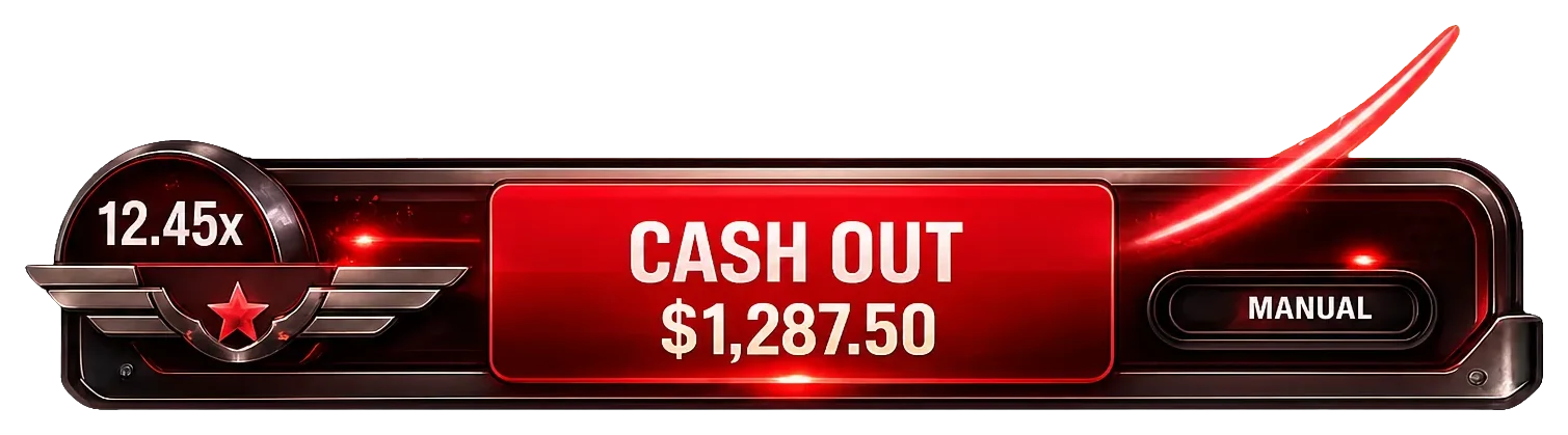 Aviator cash out button with 12.45x multiplier and example return