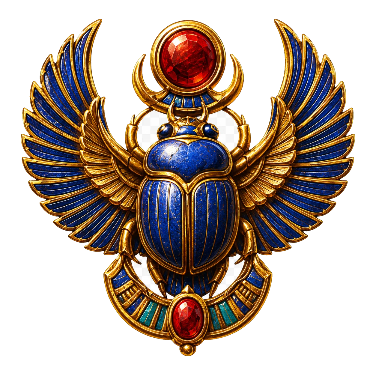 Blue and gold scarab symbol from Book of Ra