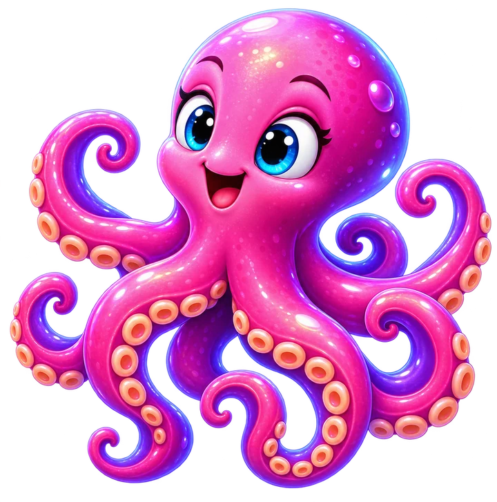 Bubble Up! pink octopus transparent cutout