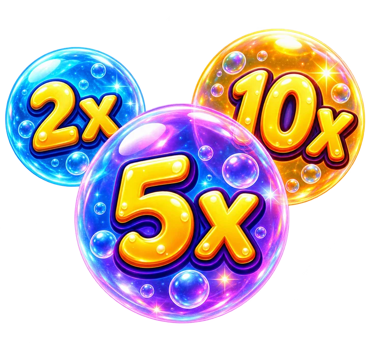 Bubble Up! overlapping 2x 5x and 10x bubbles transparent cutout