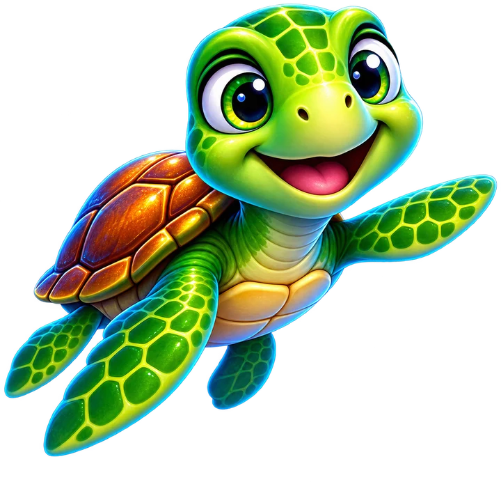 Bubble Up! smiling sea turtle transparent cutout