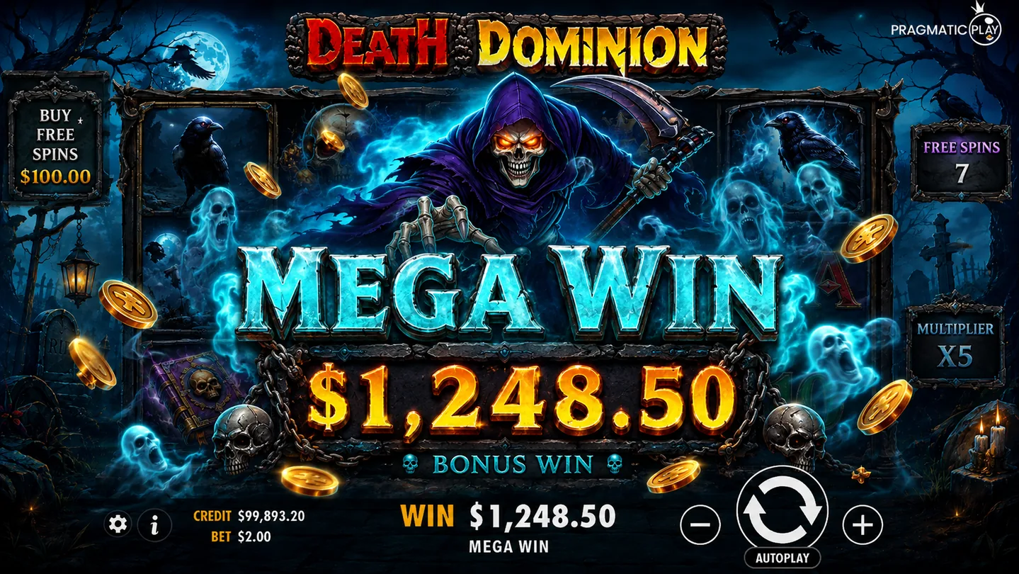 Death Dominion captured Mega Win celebration