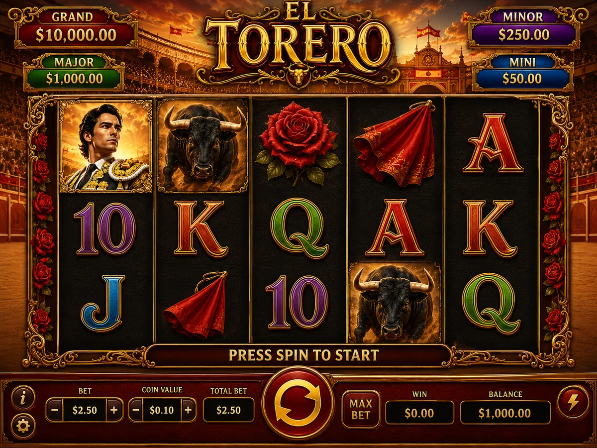 El Torero base game screenshot with bullring reels