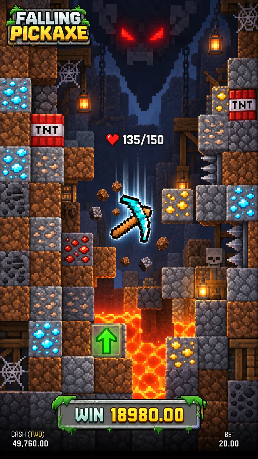Illustrative Falling Pickaxe deep mine render