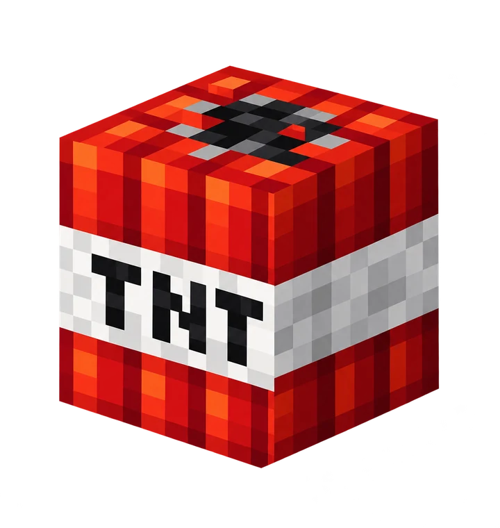 Falling Pickaxe TNT block transparent cutout