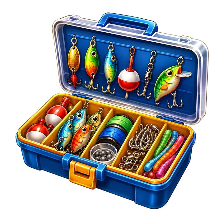 Fishing tackle box artwork for the Fishin' Frenzy demo route section