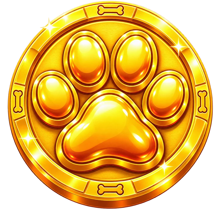 Golden Retriever golden paw coin transparent cutout