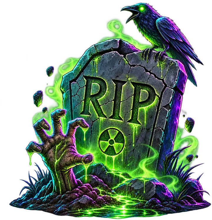 Harvest Moon – Grave Profits RIP headstone and raven transparent cutout