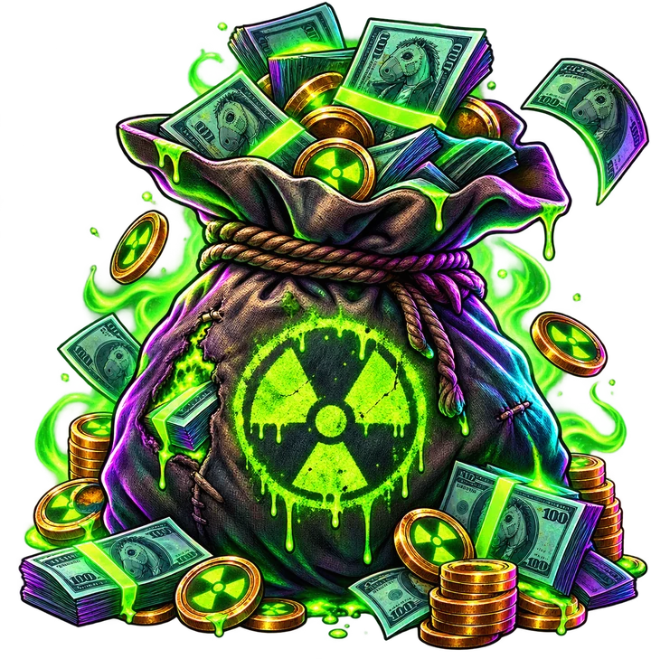 Harvest Moon – Grave Profits stitched glowing skull transparent cutout