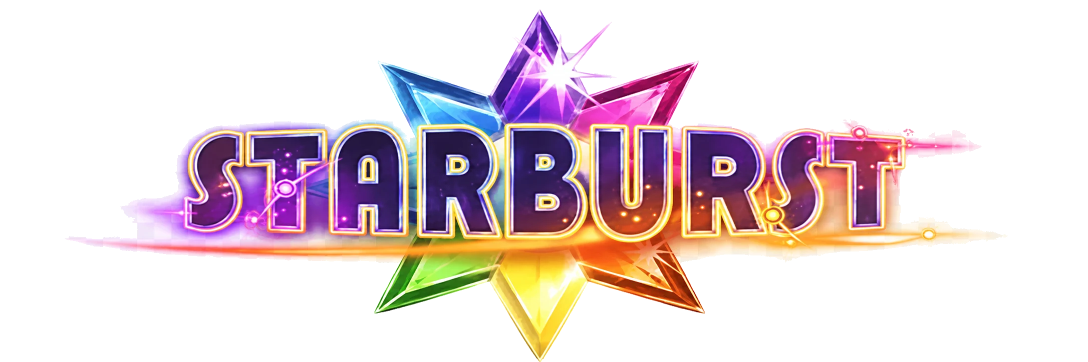 Starburst logo with a rainbow gemstone star and glowing light trail