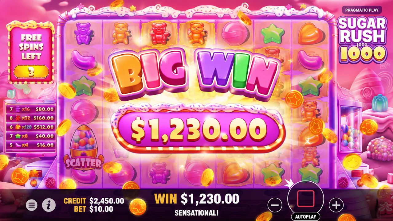Sugar Rush 1000 big win screen