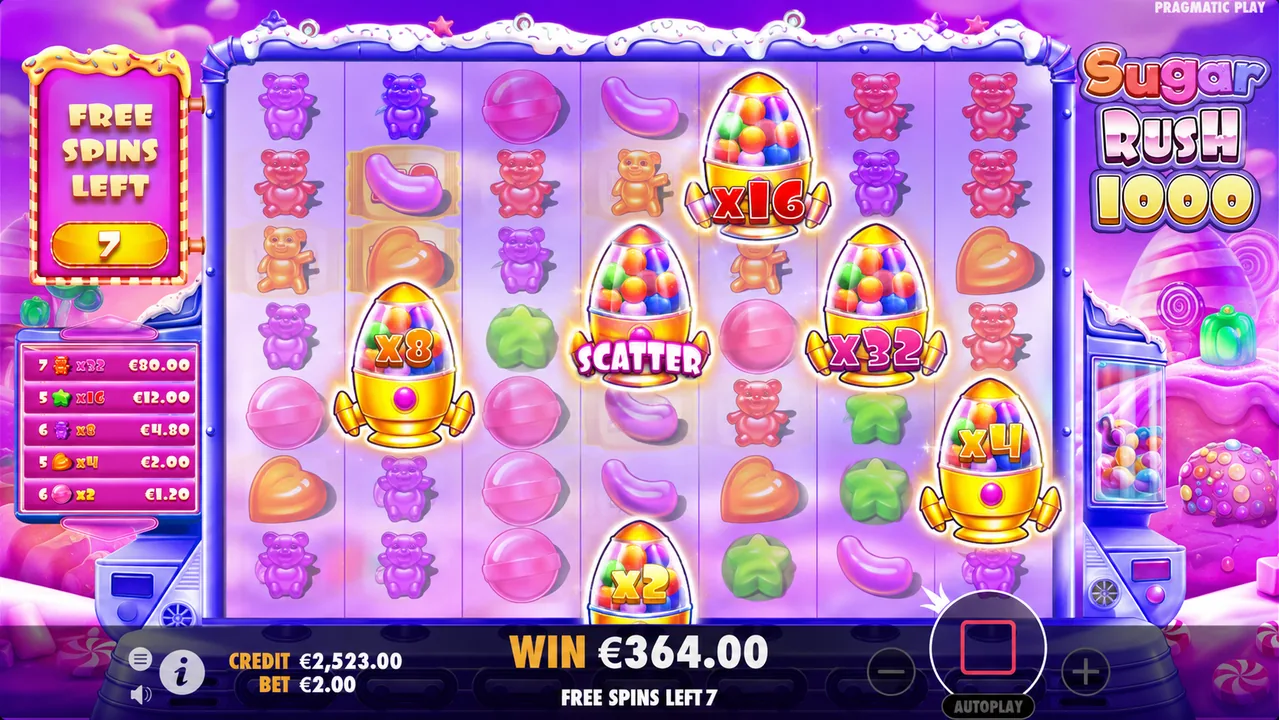 Sugar Rush 1000 Free Spins with multiplier spots