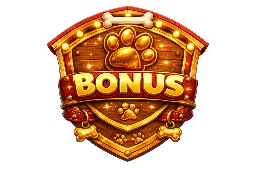 Golden bonus paw badge from The Dog House Megaways 1000