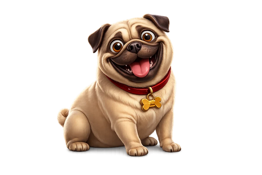 Smiling pug character from The Dog House Megaways 1000