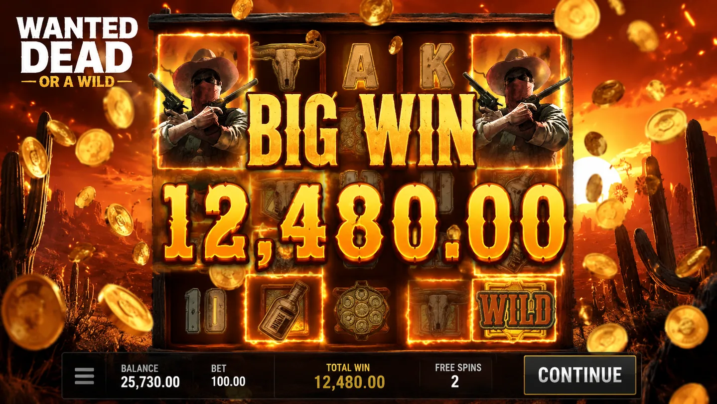 Wanted Dead or a Wild DuelReels big win screen