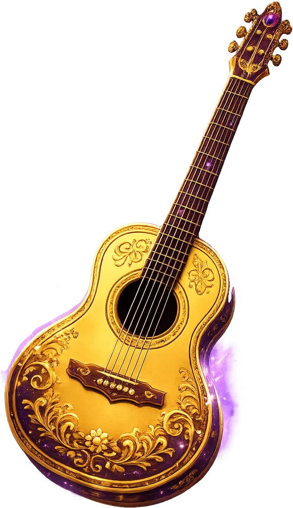Wild Bandito golden guitar transparent cutout