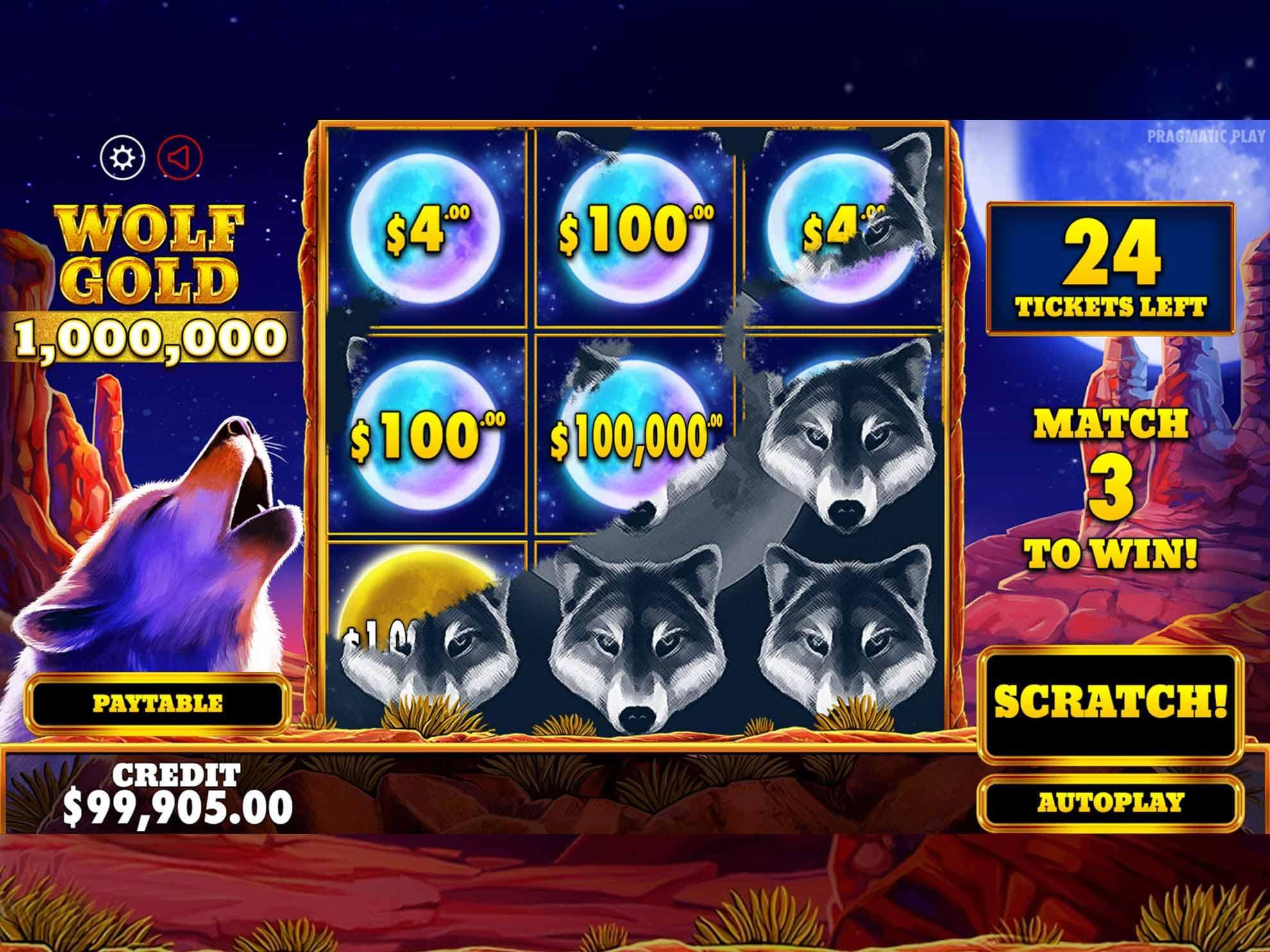 Wolf Gold Screenshot mit Freispiele-Ansicht