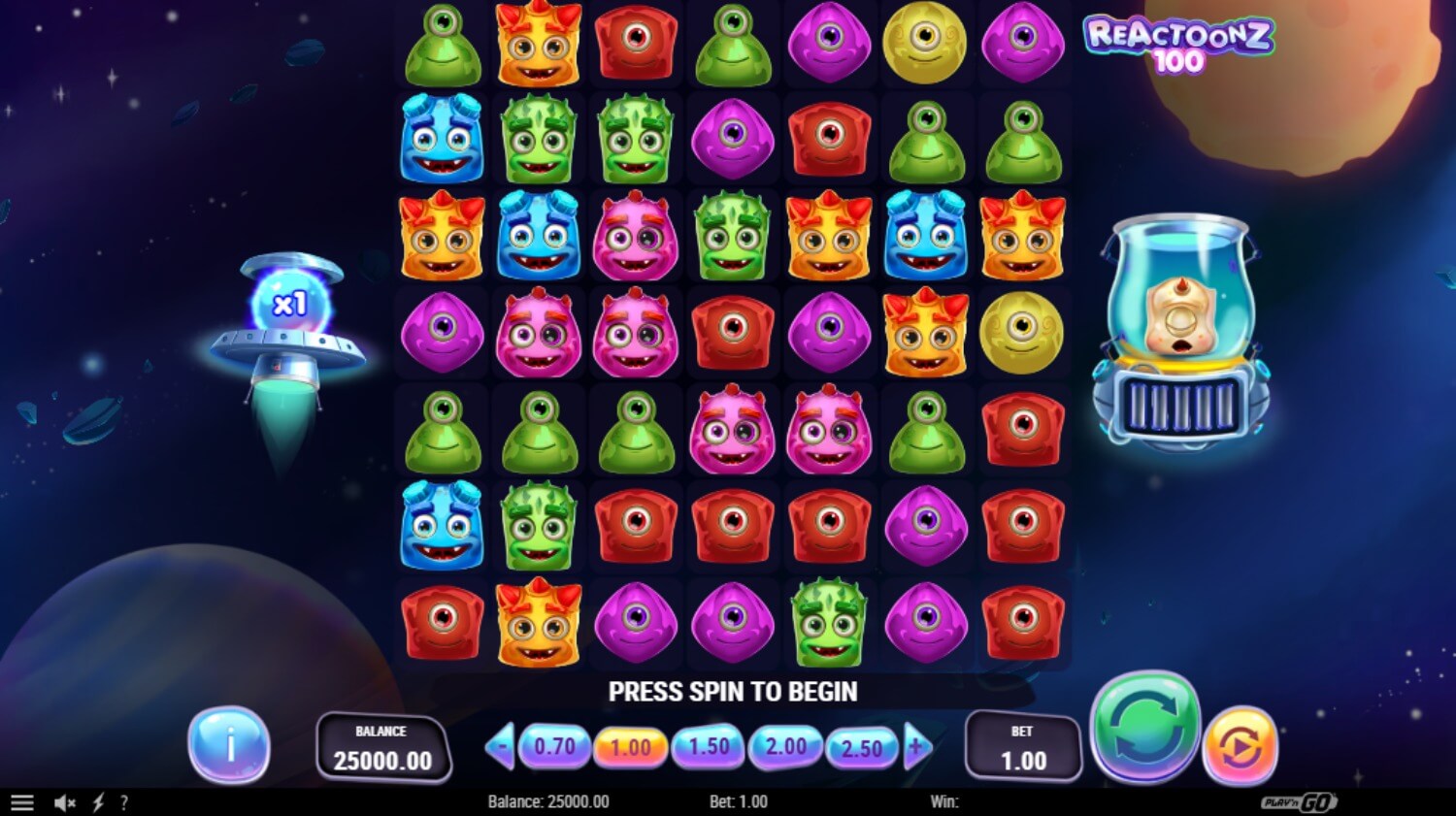 Écran principal du slot Reactoonz