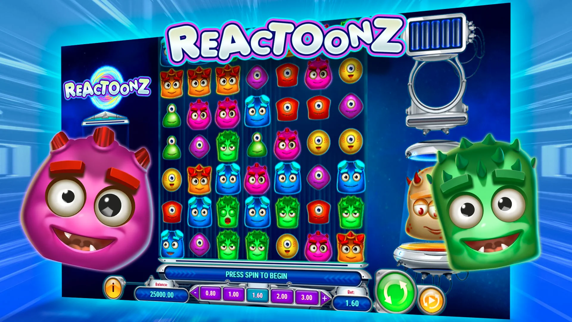 Vue mobile ou autre scène du slot Reactoonz