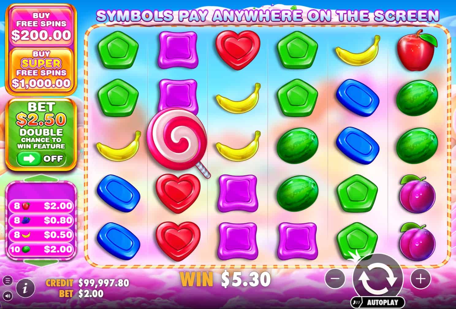 Capture d'écran des free spins Sweet Bonanza 1000